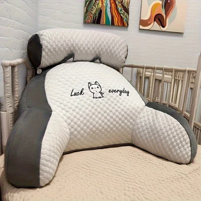 Cuscino da lettura regolabile da 1 pezzo: cuscino ergonomico di supporto per la schiena per letto/divano/pavimento, design trapuntato grigio e traspirante