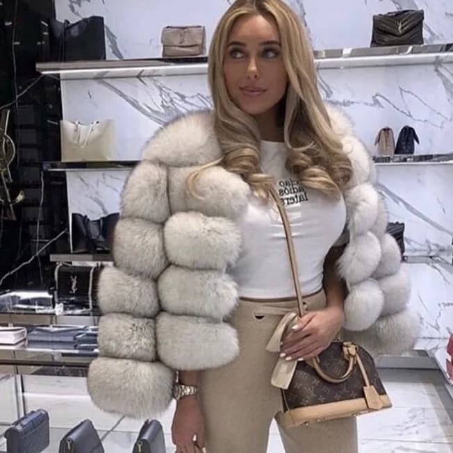 Faux Fur Jacket Women's Short Sleeve Long Sleeve Fur Coat Artificial Mink Leather European Style Spring Summer Autumn