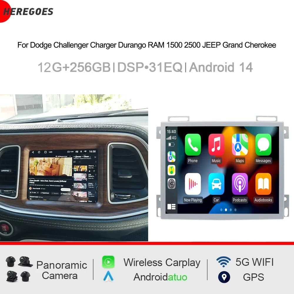 Autoradio multimediale IPS Carplay Android 14 per Dodge Challenger Charger Durango RAM 1500 2500 JEEP Grand Cherokee stereo GPS