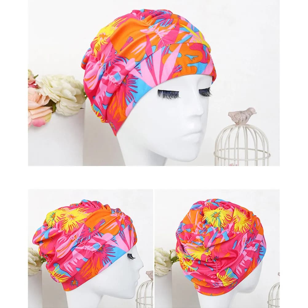 2 Swim heads for women, pleated design, ecological, hypoallergenic, light, hair protection, pool and beach accessories