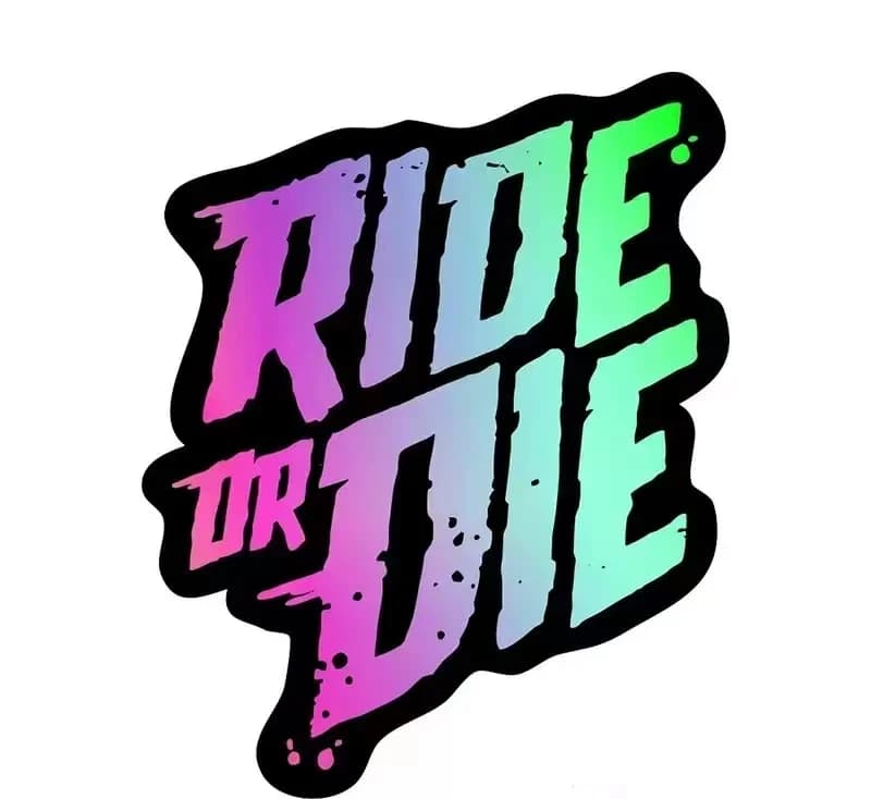 Wall decals for bicycle frame 5.6x7cm 'Ride or Die', waterproof vinyl decals for MTB top tube, motorcycle helmet accessories