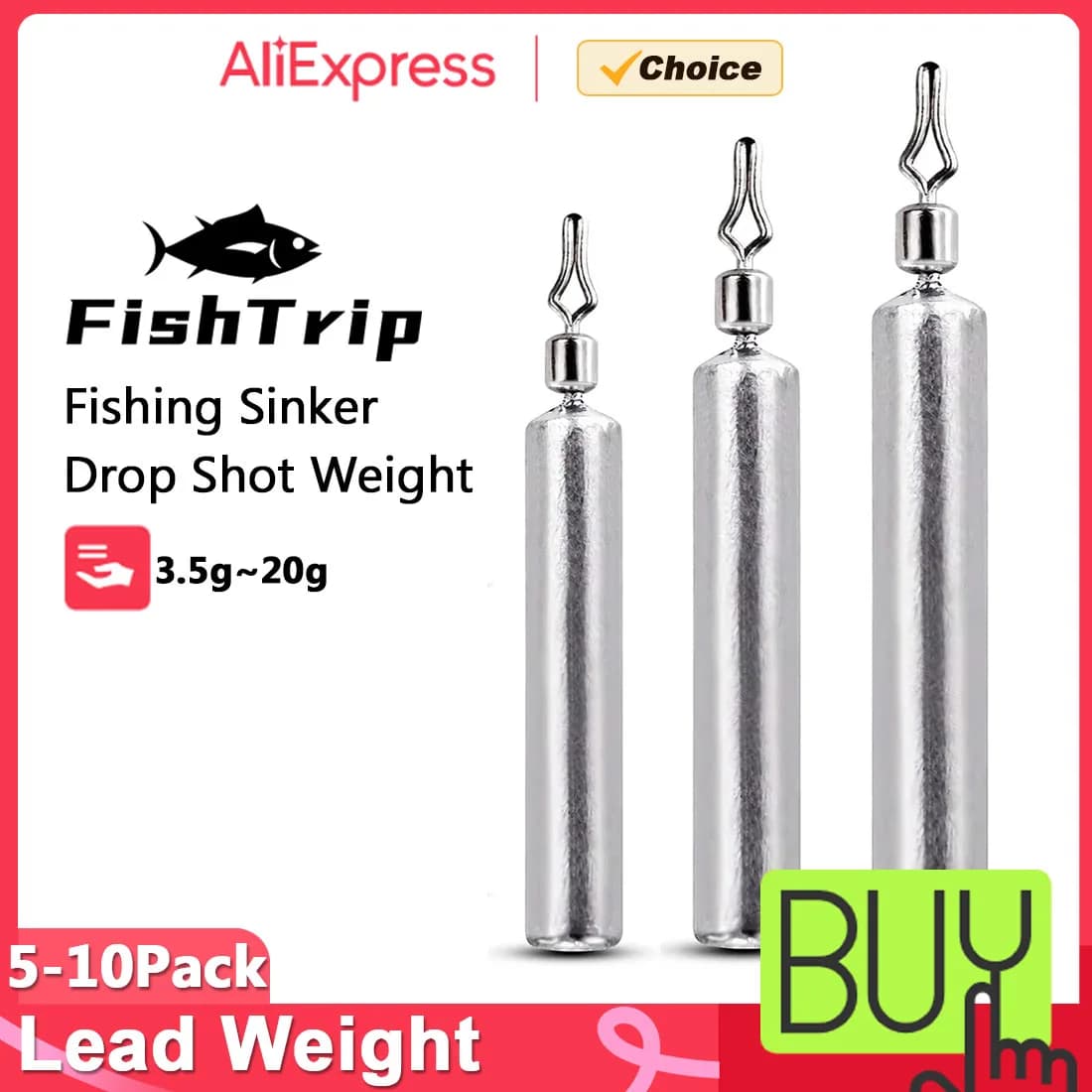 FishTrip Fishing Lead 5-10 Pieces Drop Shot Weight Matita Piombini Fishing Tube Pollice Pendant Lead Fishing Accessories