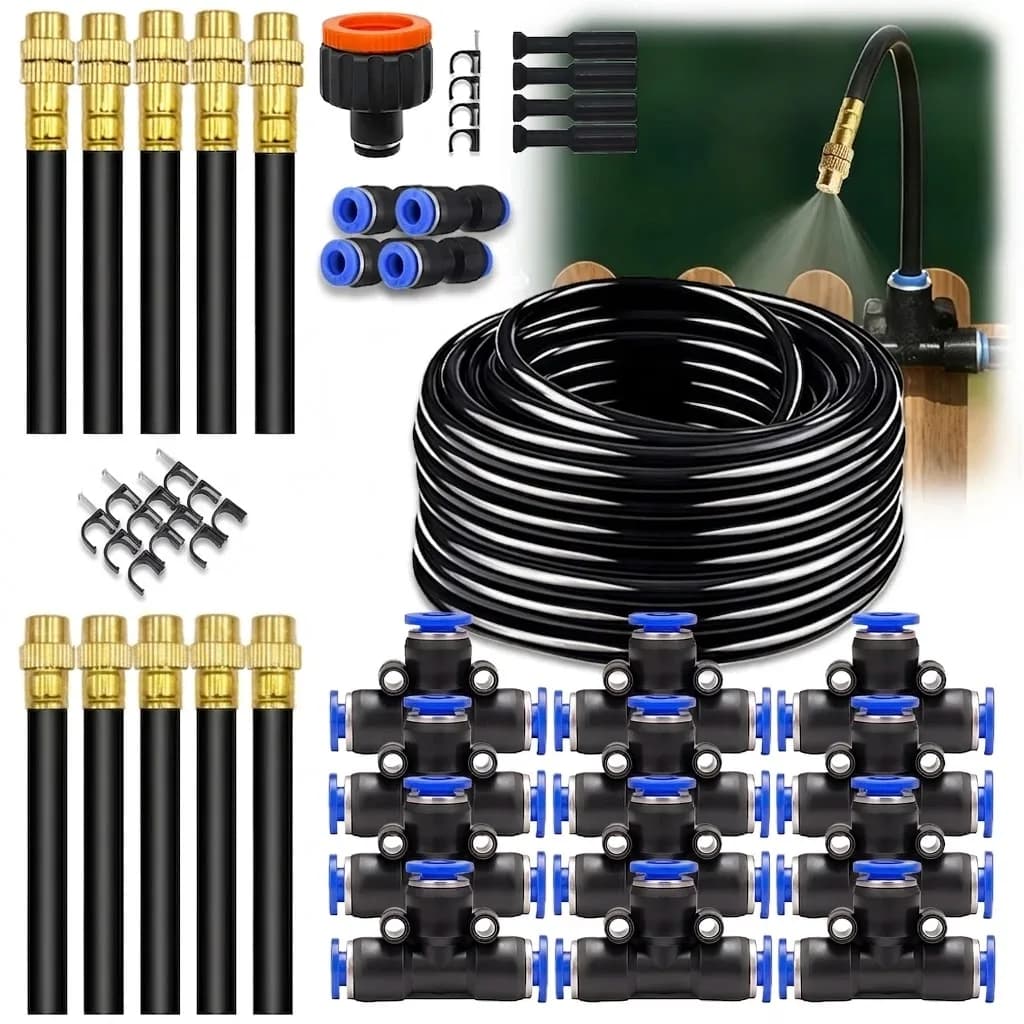 For Garden Plant Fogging Watering Irrigation 8mm Hose Patio Misting Cooling System 30M-5M DIY Free Bending Universal Sprayer Kit