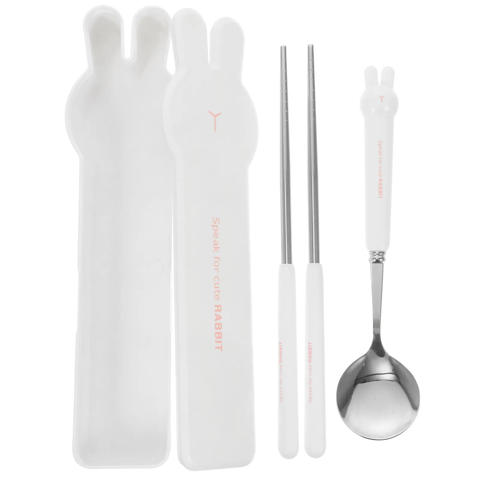 Set di posate portatile in acciaio inossidabile con cucchiaio e bacchette, set da viaggio con custodia, utensili riutilizzabili per il pranzo e la cena