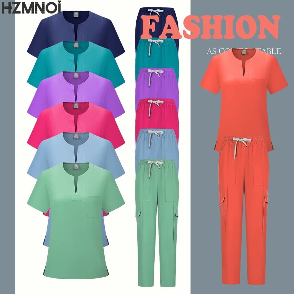 Nurses Accessories Dental Clinic Pet Grooming Scrub Top Pants SetsScrubs Men Women Wholesale Scrubs Uniforms Medical Jogger Set