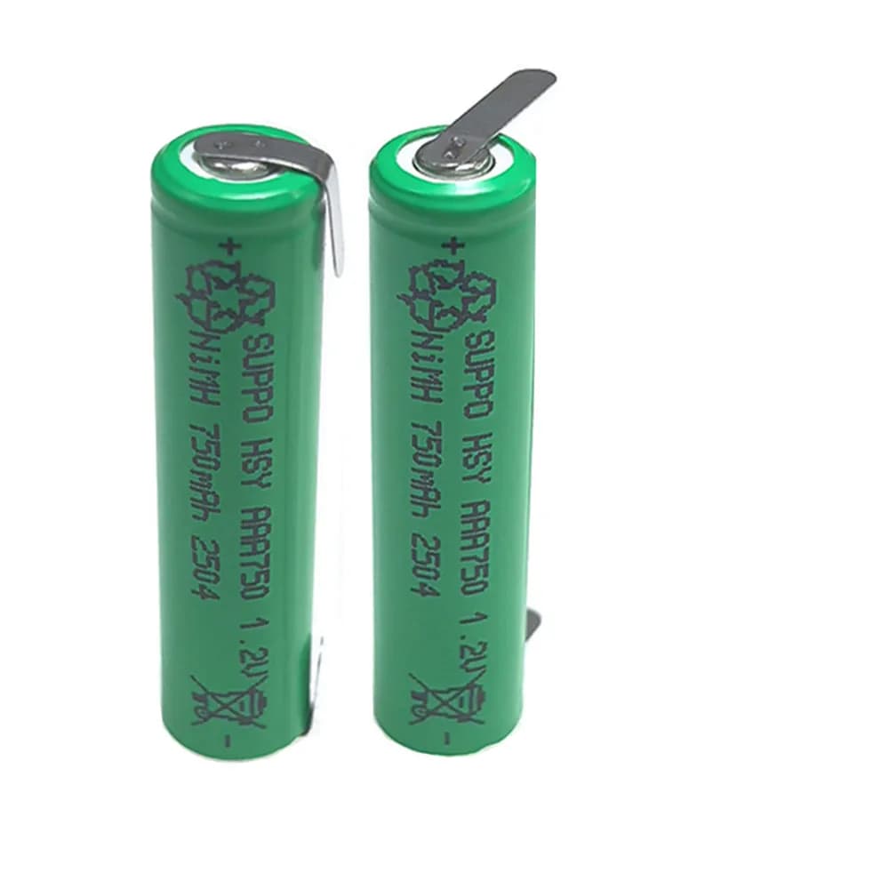2PCS 1.2V AAA 750mAh NiMH rechargeable battery with welding tab For Philips PW918 PQ3800 PQ7300 PW930 Electric Toothbrush