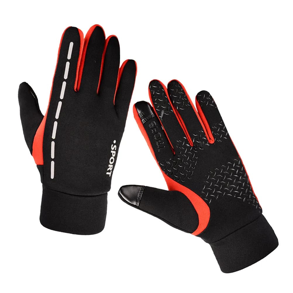 1 pair of waterproof windproof gloves, breathable, anti-slip, for hiking, cycling, skiing, camping, red L gloves for skiing