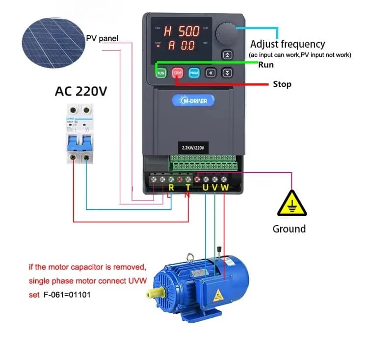Inverter per Pompe Solari 220V Monofase a Trifase 5.5kw 7.5kw 11kw MPPT per Pannelli Solari e Sistemi di Pompaggio Solare
