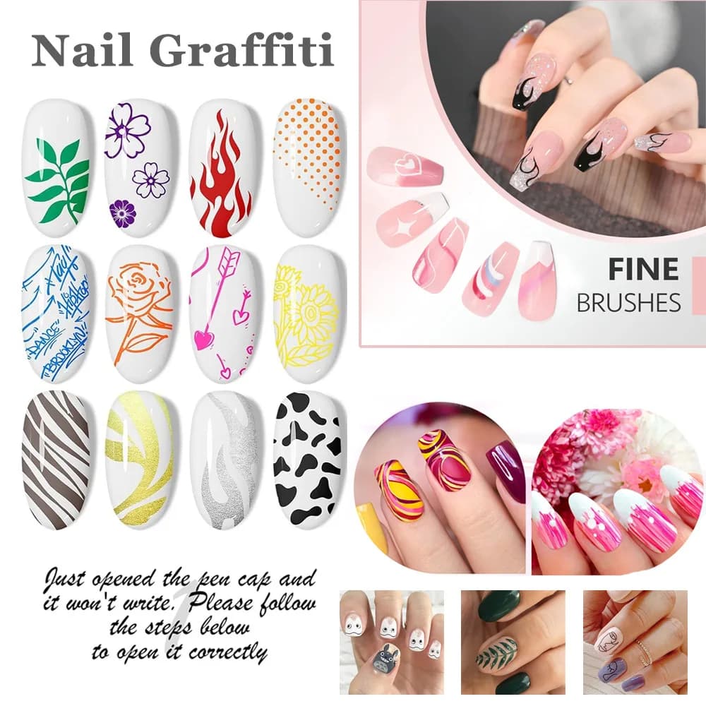 Acrylic Nail Doodle Pen Paint Paint Nail Polish Pens DIY Quick-Drying Nail Art Acrylic Paint Pen Tools Salon DIY