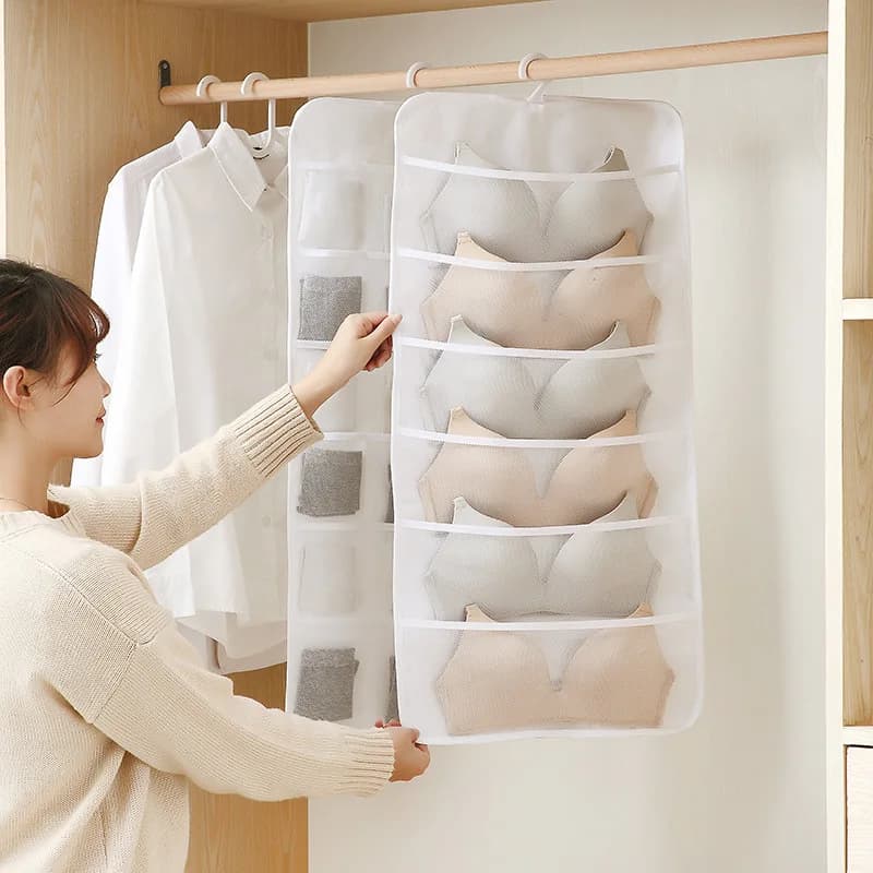 Borsa portaoggetti per abbigliamento in tessuto montata a parete per uso domestico, armadio, biancheria intima, calzini, borsa appesa, camera da letto, organizer essenziale per dormitorio