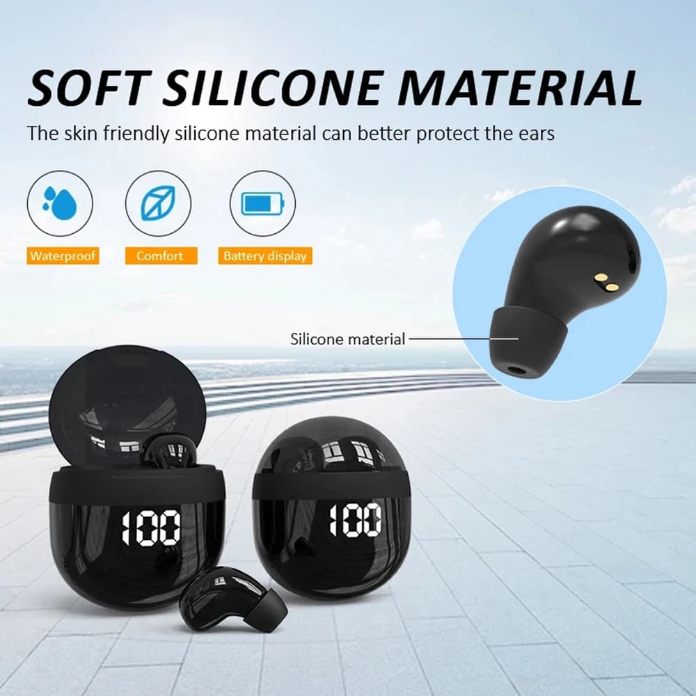 SK18 Mini Sleep Invisible Headset Wireless Bluetooth Headset with Microphone Noise reduction Low-ear earphones for iPhone