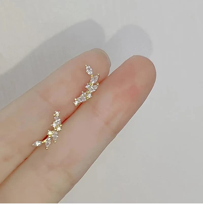 Orecchini a bottone in grano con zirconi lucidi curvi squisiti della corea per le donne orecchini da sposa con dichiarazione romantica dolce gioielli Pendiente