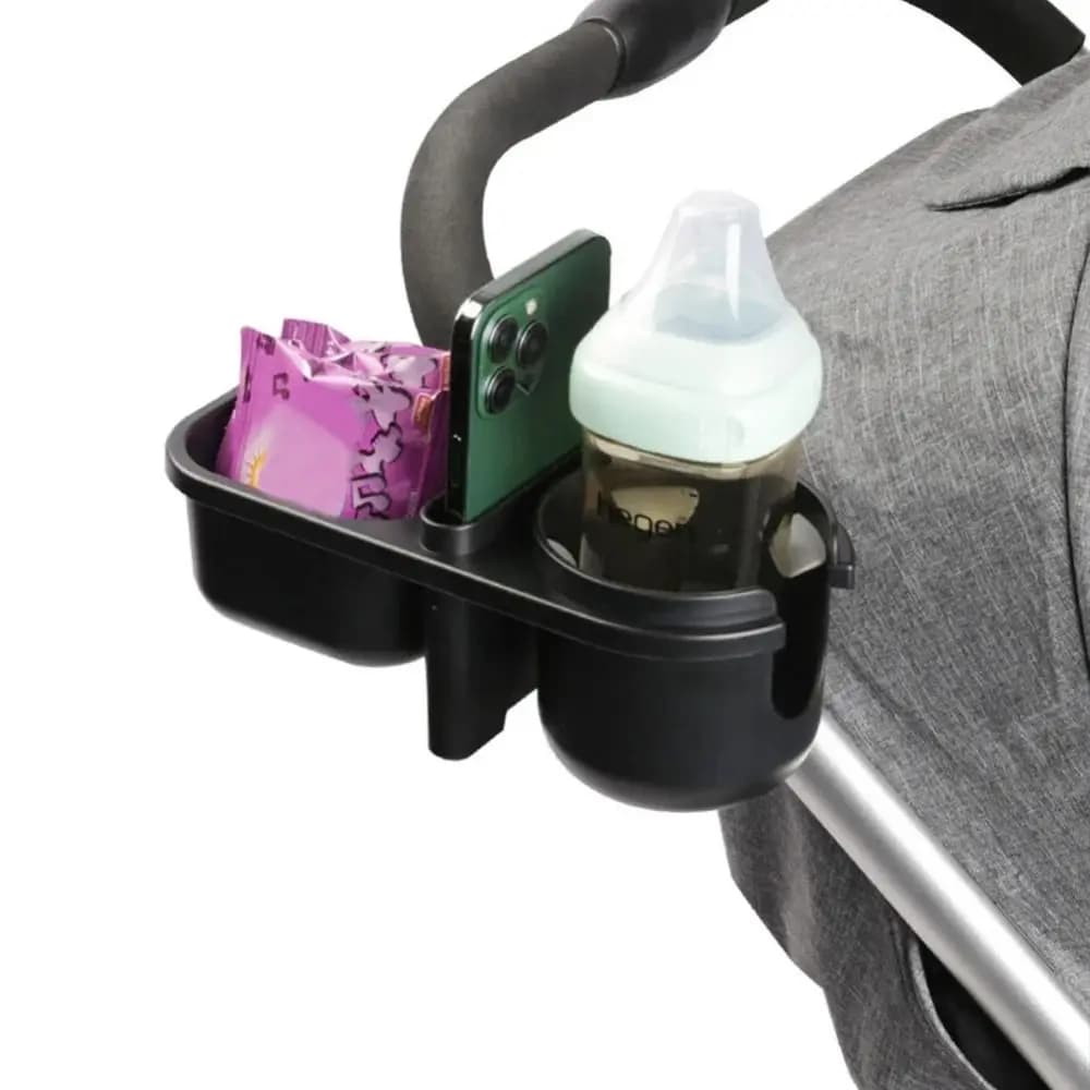 Organizzatore di bottiglie per passeggino 3 in 1 Portabottiglie per passeggino multifunzionale nero Durevole con supporto per telefono/nacco