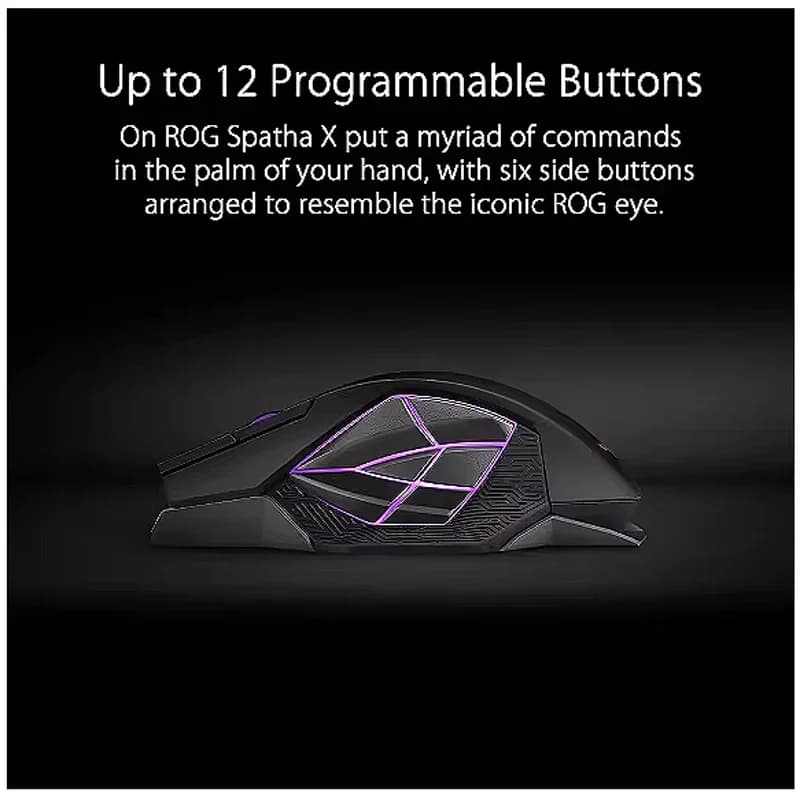 Mouse da gioco wireless ASUS ROG Spatha X USATO, 12 pulsanti programmabili, 19.000 DPI, interruttori hot swap push-fit