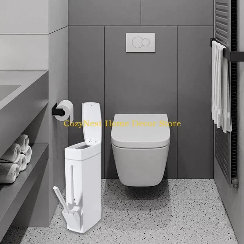 92MF Pattumiera da bagno sottile Pattumiera a pressa Pattumiera da cucina Secchiello per immondizia con coperchio Pulizia