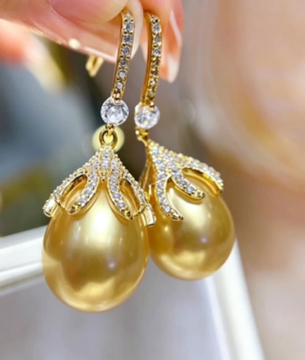 Orecchini alla moda con perle naturali di grado AAAA da 11-12 mm, ganci in argento puro 925