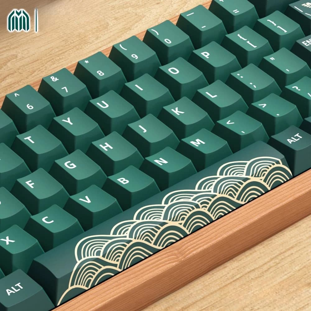 Copritasti minimalisti verde scuro 138/158 tasti PBT Cherry Animal Forest tema per tastiera meccanica a sublimazione termica a cinque lati