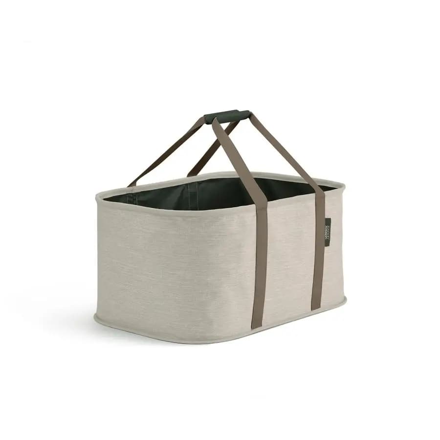 HoldAll, 35L Foldable Waist Basket (9,25 Gallons), Resistant Fabric, Humidity Resistant, Ecru Color