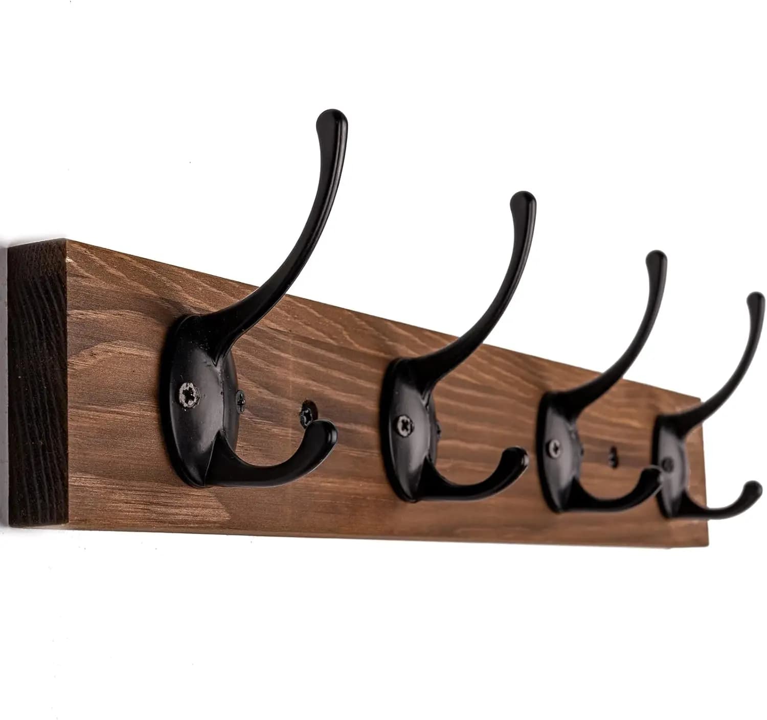 Appendiabiti da parete in legno, 4 ganci, porta cappelli per ingresso, bagno, camera da letto, marrone