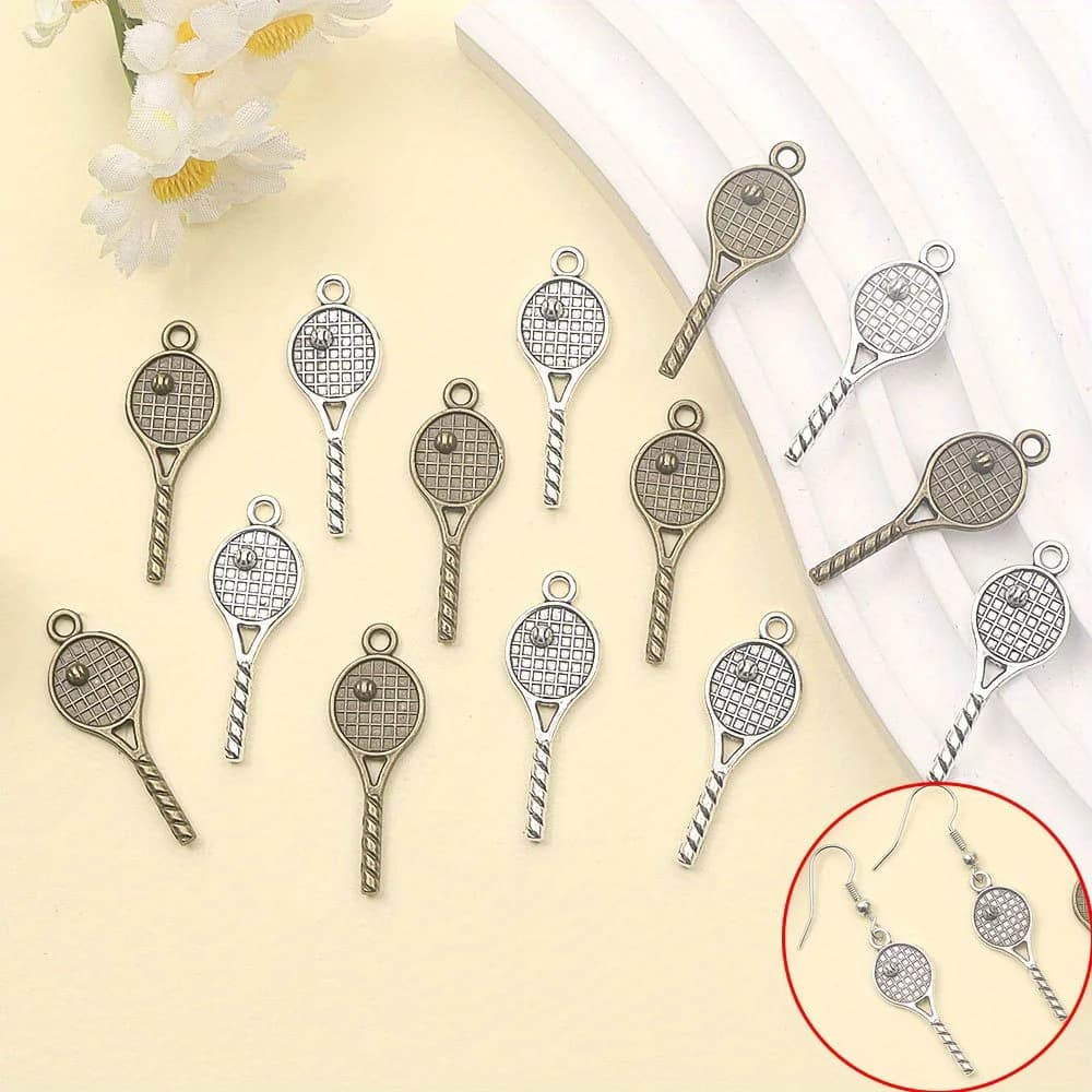 13/26/52 pieces Multicolor pendant in the form of tennis racket, DIY jewellery accessories, Thanksgiving, Christmas, Valentine's Day gifts