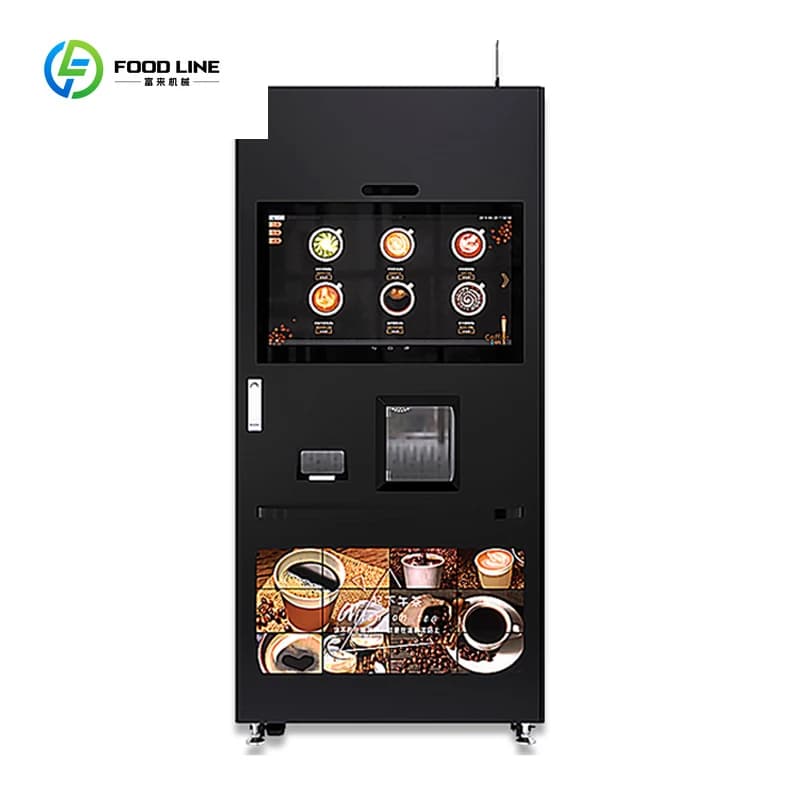 New Commercial Espresso Machine with Smart QR code, Vending Machine for Beverage and Coffee Fresh Grinded, a Business Outlet