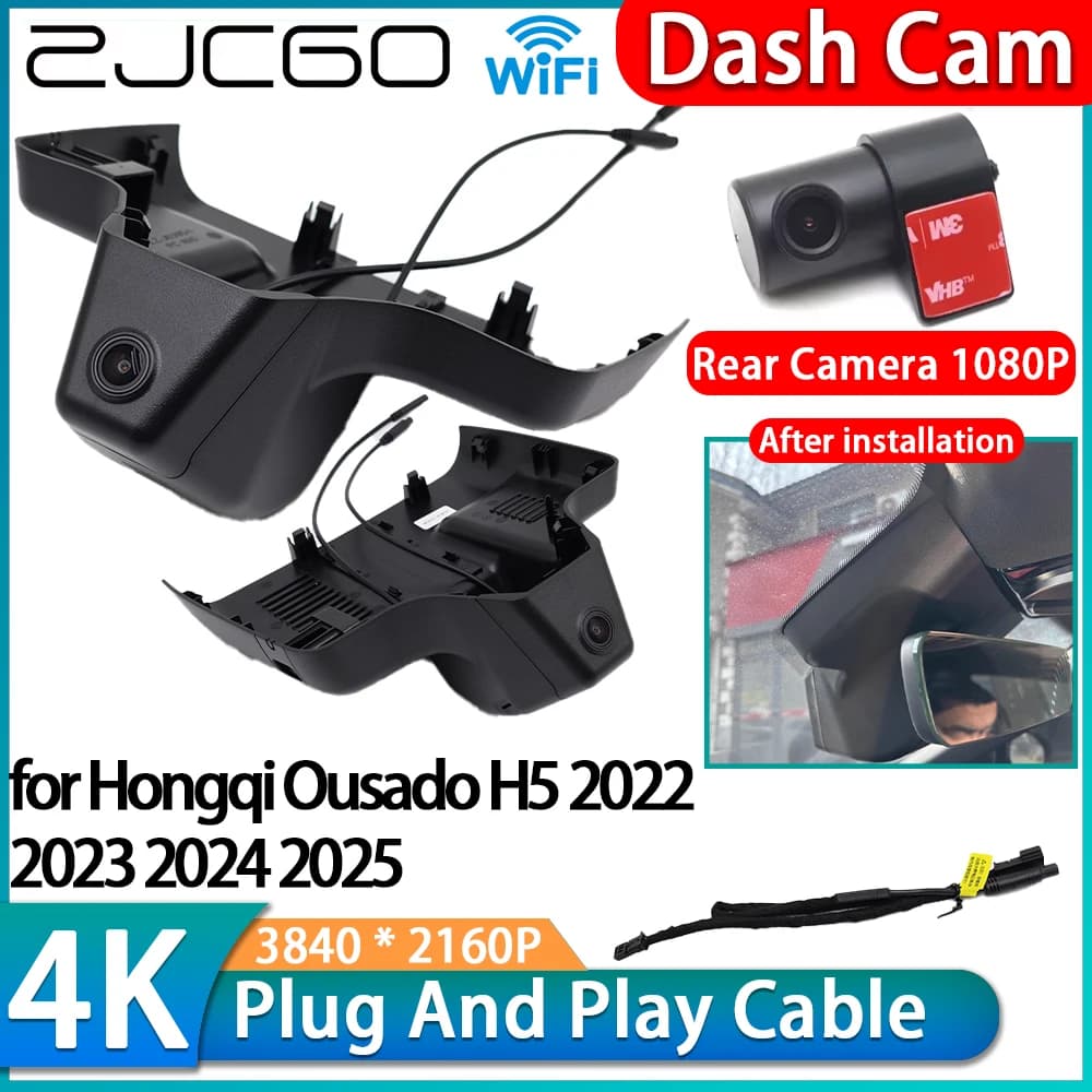 ZJCGO per Hongqi Ousado H5 2022 2023 2024 2025 Dash Cam DVR Auto 4K Wifi Telecamera Anteriore e Posteriore Visione Notturna Registratore Video Lente Sony