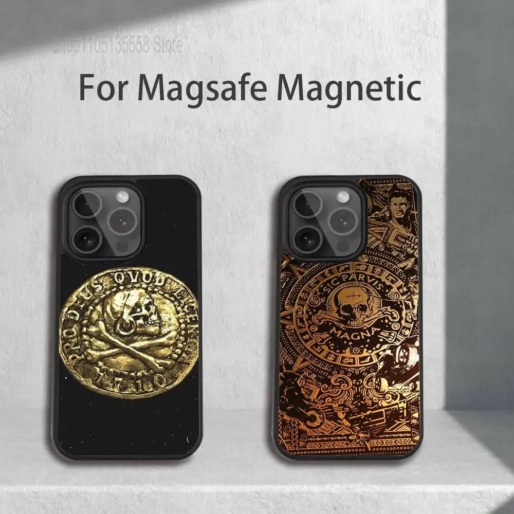 Sic Parvis Magna U-Uncharted per iPhone 11,12,13,14,15,16,17,Pro,Max,Plus,Mini,SE4,E Cover Magnetica per Telefono Compatibile con Magsafe Wireless