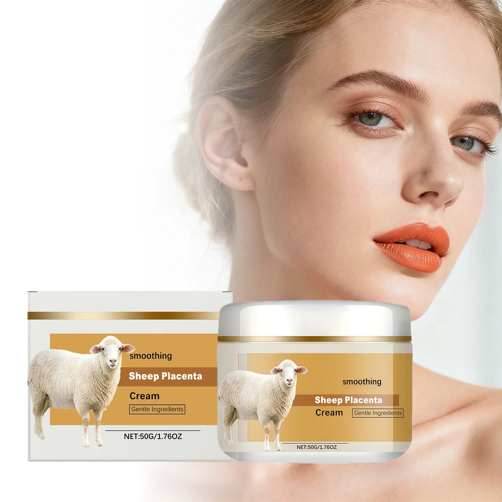 Crema placenta di pecora idrolizzata Rassodante Lifting Anti-età Dissolvenza Linee sottili Nutriente Lenitiva Antirughe Crema per il viso Skincar