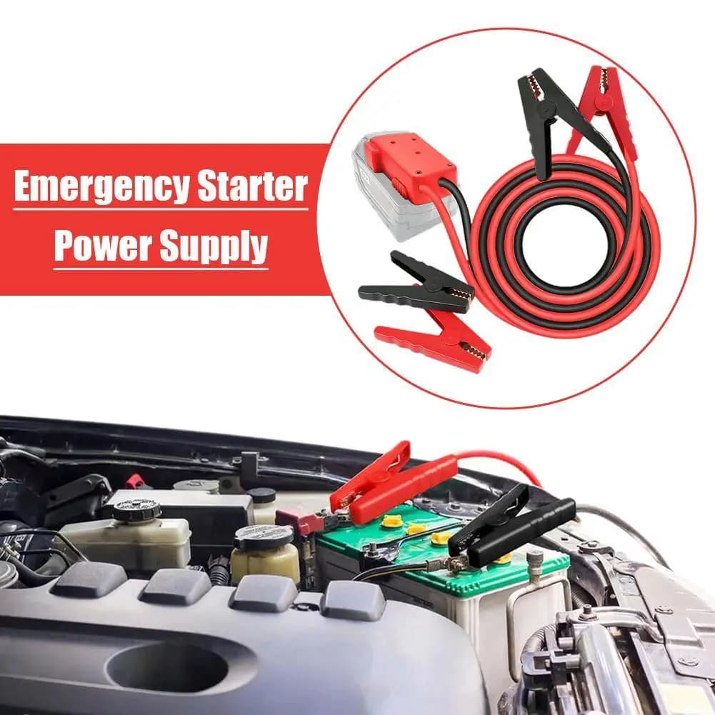 Cavi per Avviamento d'Emergenza con Adattatore per Batteria 18V, Clip a Coccodrillo, Alimentatore di Emergenza, Accessori Auto