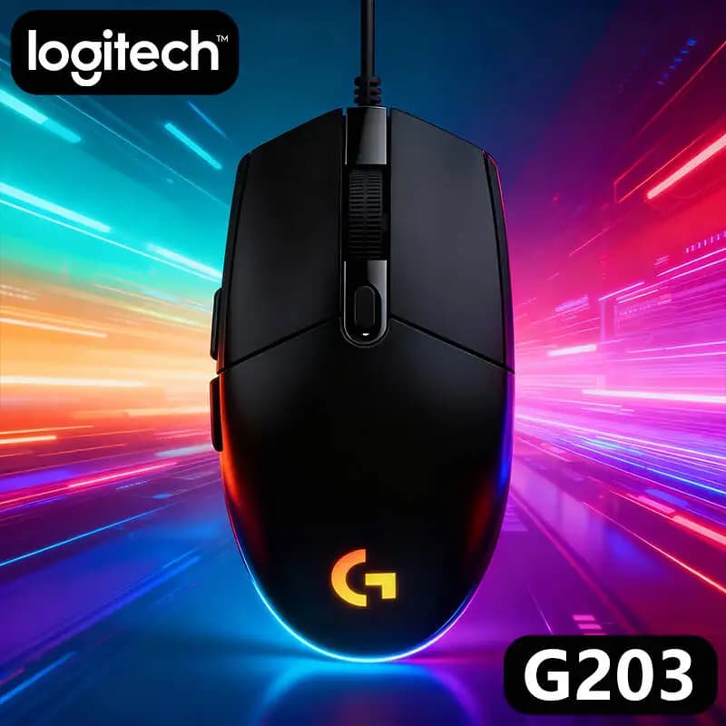 Logitech G203 Prodigy RGB Gaming Mouse Wired 8000 DPI 6 Buttons On-Board Memory 1000Hz Polling Accurate