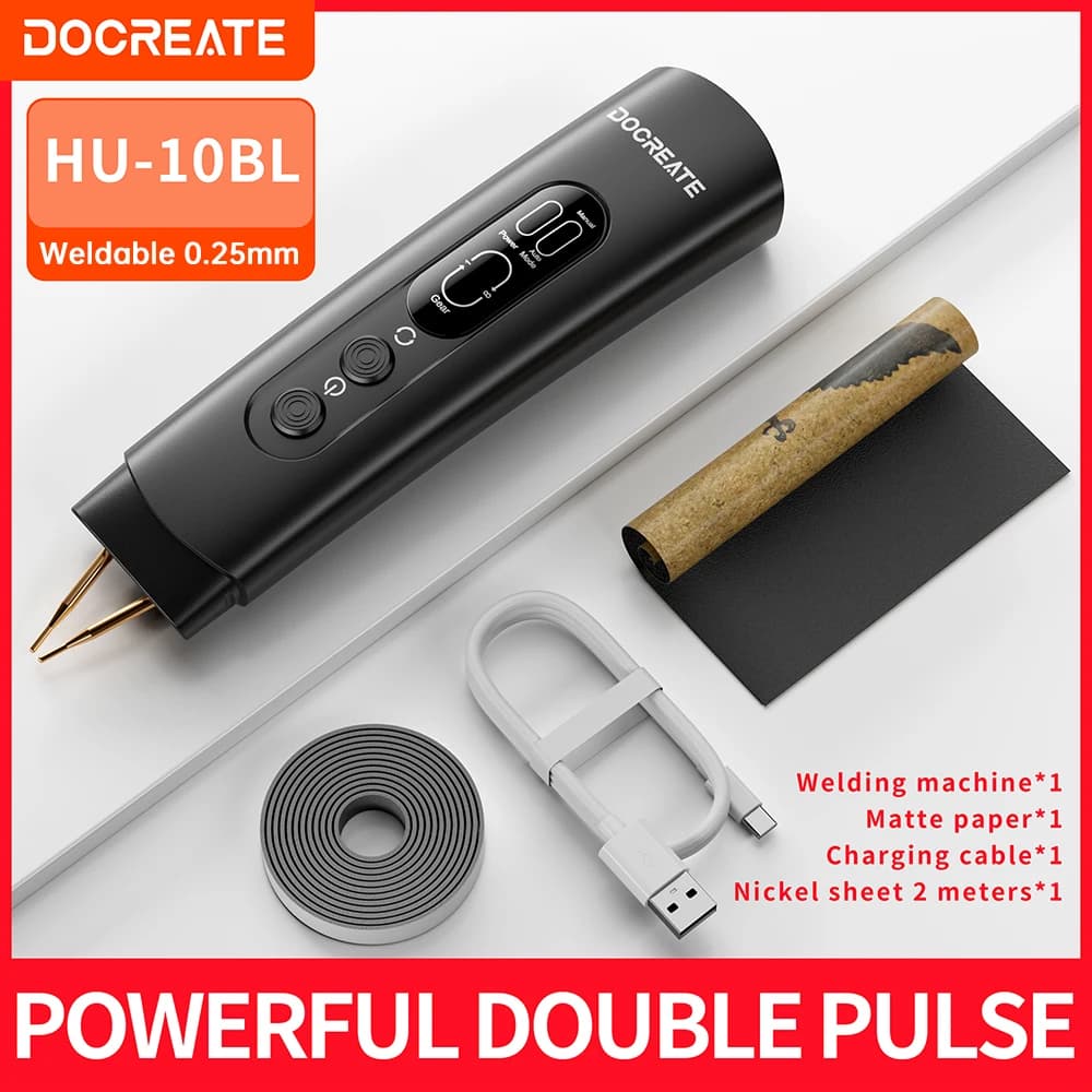 Docreate HU-10BL Saldatrice a punti portatile Saldatrice a punti portatile fai-da-te 8 marce Saldatura a punti regolabile per batteria al litio 18650