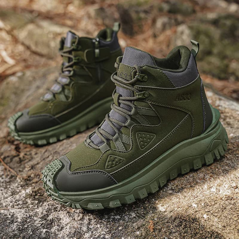 Men's Thick-Soled High-Top Boots, Non-Slip and Wear-Resistant, Suitable for Outdoor Hiking and Everyday Casual Wear
