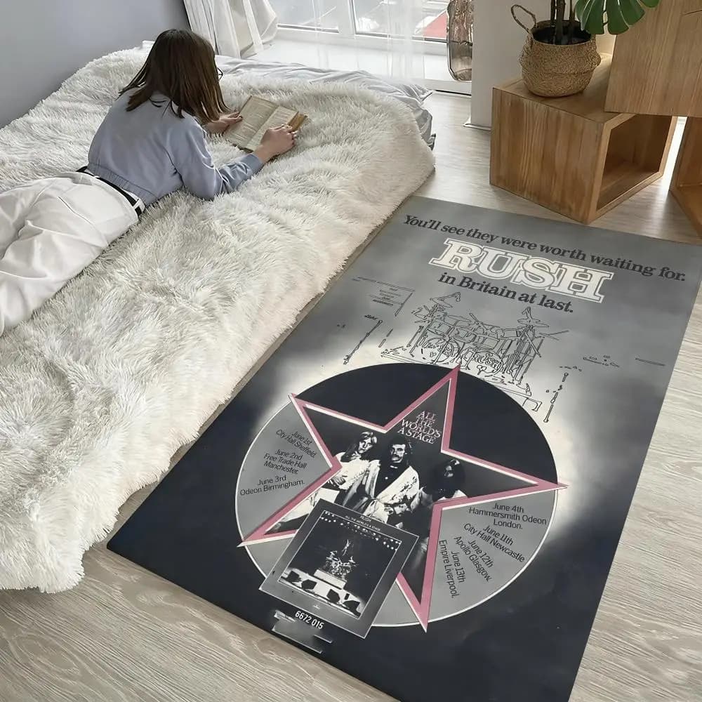 cool Rock Band-r-Rushs Soft non-slip rug thickened for living Home decor Flannel carpets