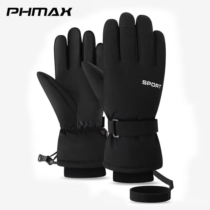 PHMAX Guanti invernali da uomo Guanti da sci Poliestere Sport Outdoor Antiscivolo Guanto da snowboard Pattinaggio Moto Touch Screen in pile
