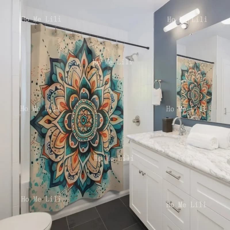Tende da doccia Bohemian Mandala Trending Bagno geometrico colorato Tenda da bagno ispirata alla chic Arredamento moderno Boho