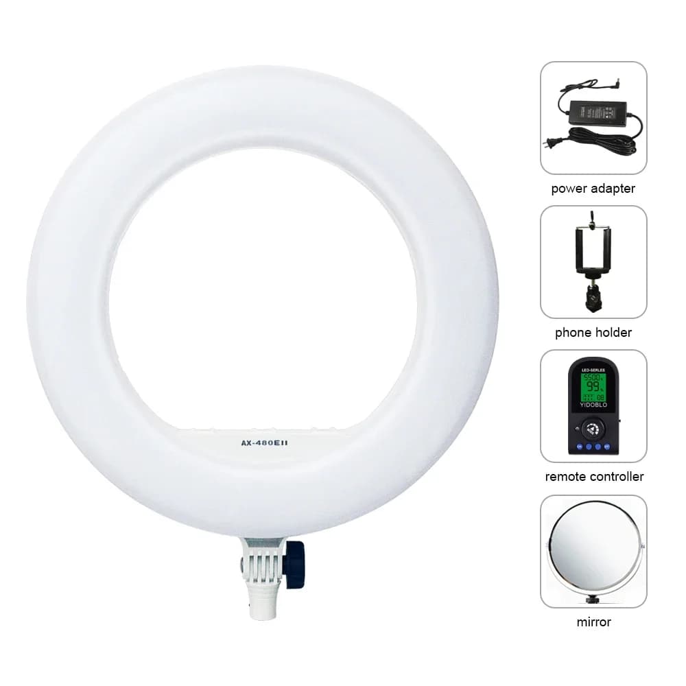 Yidoblo AX-480EII 5500K Luce Anulare LED Bicolore Calda/Fredda 18'' 240 LED per Fotografia/Studio/Telefono/Video, Lampada Anulare LED per Trucco