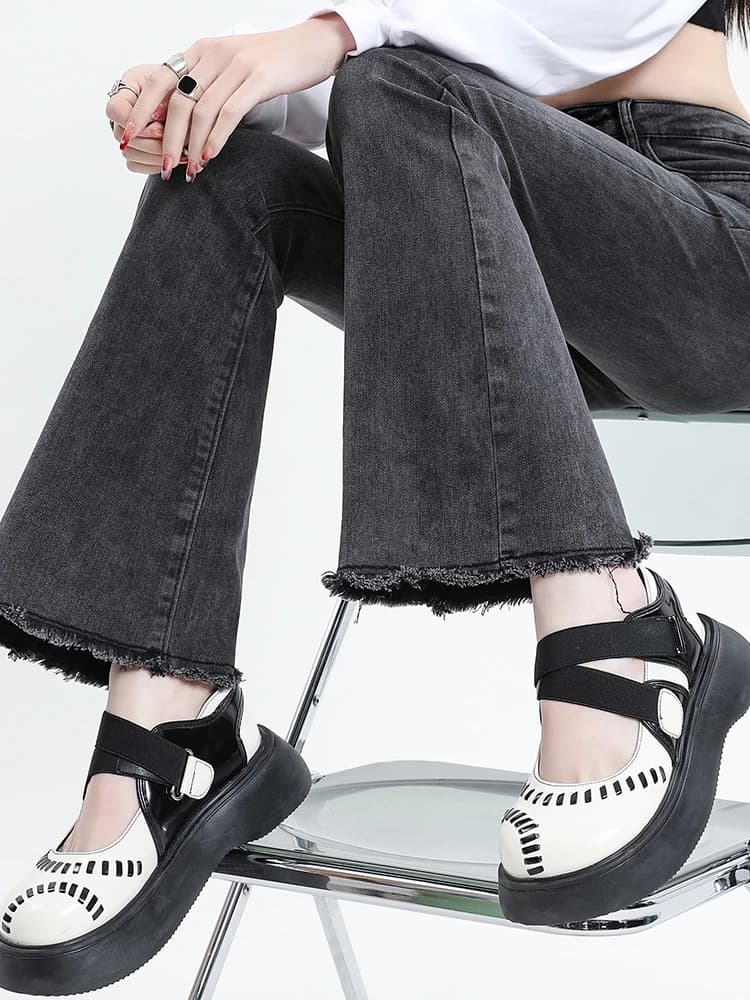 Jeans a Vita Alta e Gamba Larga da Donna, Primavera-Autunno 2024, Nuovo Stile Snellente, Taglie Grandi, Elasticizzati, in Denim di Cotone