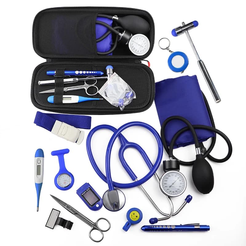 Kit per infermiere di archiviazione medica Borsa per monitor sanitario con stetoscopio Manometro BP Martello riflesso Set di torcia per laccio emostatico di primo soccorso