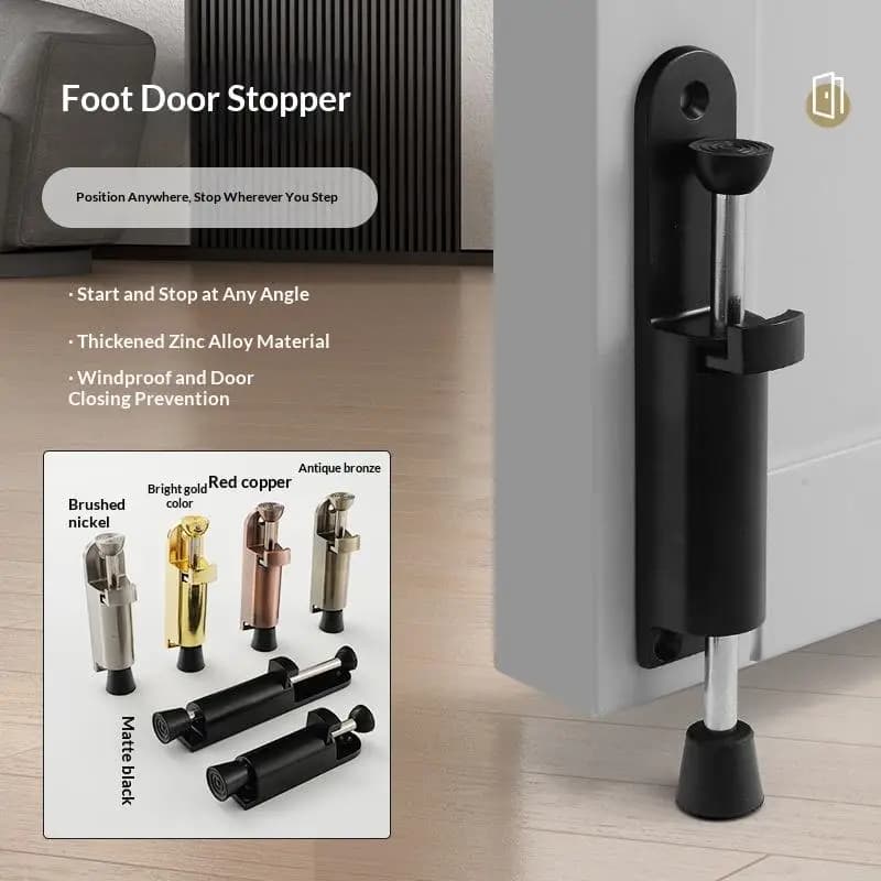 Adjustable Telescopic Zinc Alloy Foot Operated Door Holder with Rubber Base Spring Door Stopper for Stable Door Closure