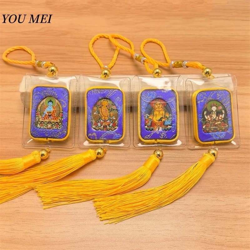 Kit punto croce thangka tibetano ricamo perline fronte-retro Zhakyilam Dio della fortuna ciondolo auto ornamento appeso articolo buddista