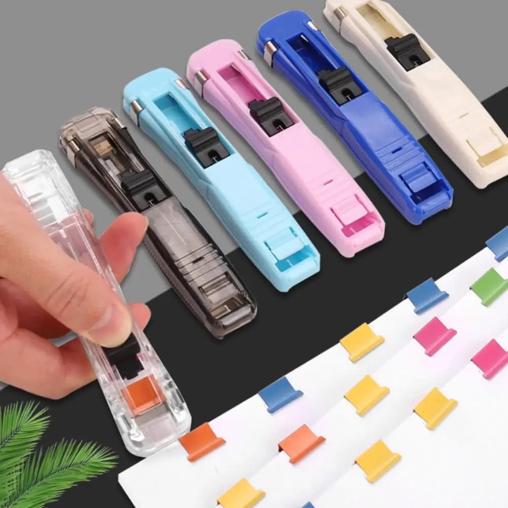 High Quality Traceless Clip Pusher Hand Push Metal Hand Push Clamp Reusable Document File Stapler School Office