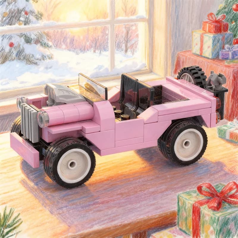 Set di Costruzioni MOC Winona Versione Rosa Brillante, 114 Pezzi, Modello di Traffico Urbano, Regalo di Natale Educativo per Bambini