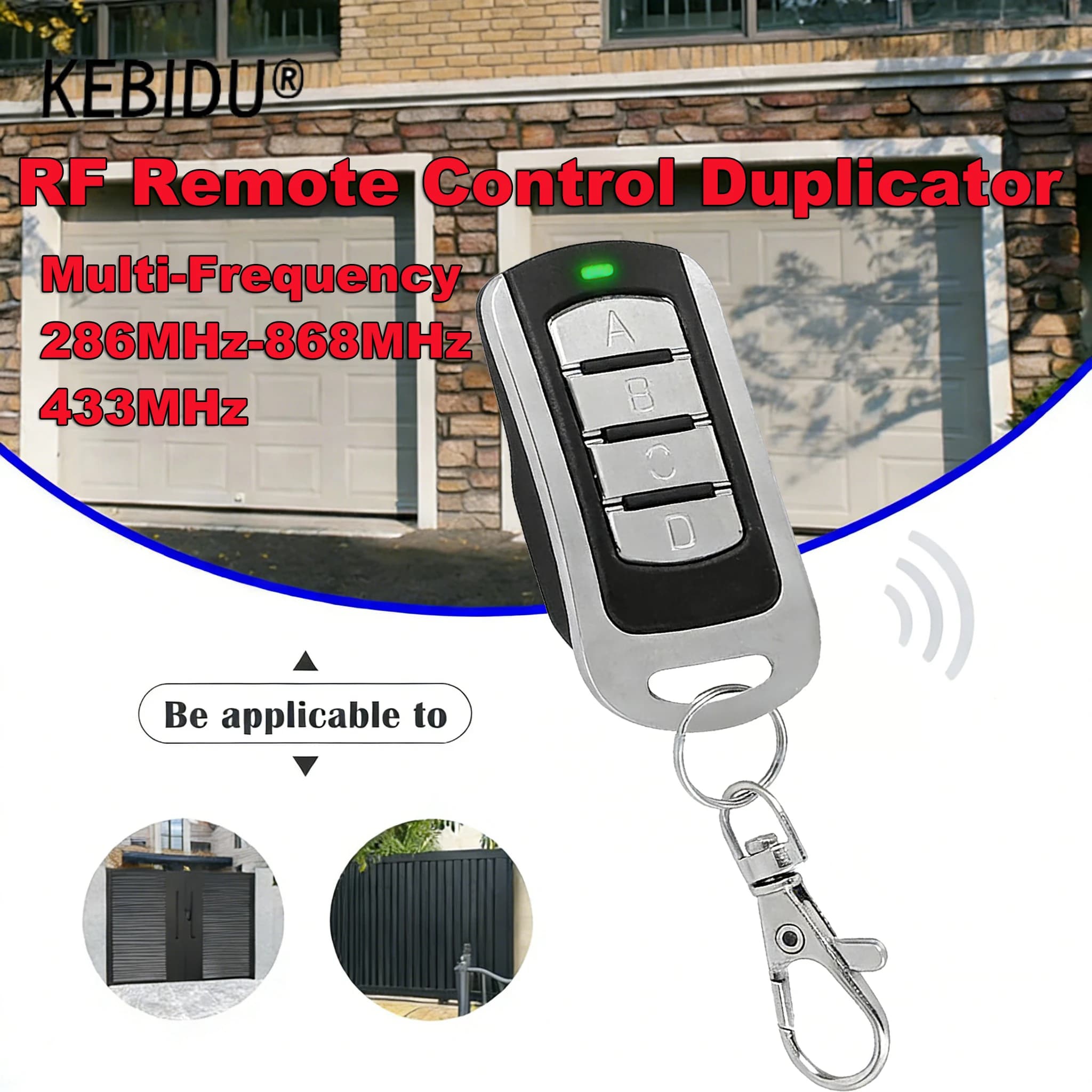 Duplicatore Telecomando RF Multi-Frequenza KEBIDU 286MHz-868MHz, Clonatore 433MHz, Trasmettitore Portatile per Chiavi e Comandi Cancello