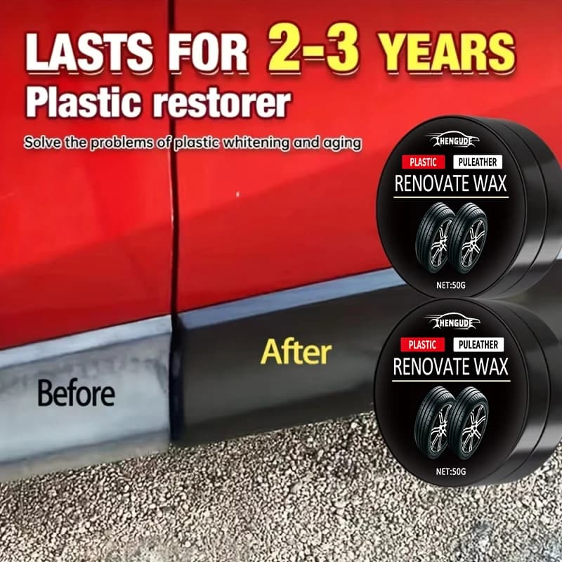 Universal Rubber Renovate Wax - Long Lasting Black Coating Restoration, Leather Repair Polish, Hydrophobic Car Detailing Care