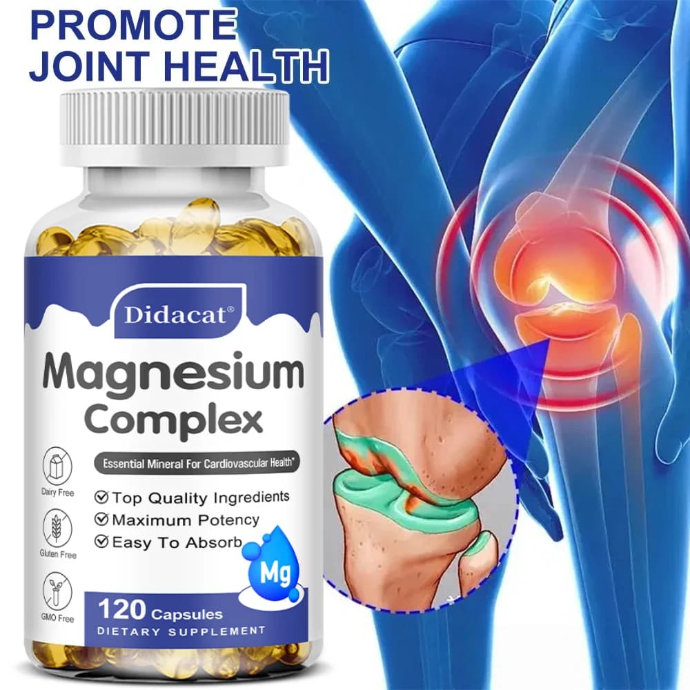 Magnesium Glycinate Capsules, High Absorption Mineral Supplement for Bone, Muscle & Calm Night Wellness Support, Vegan Non-GMO