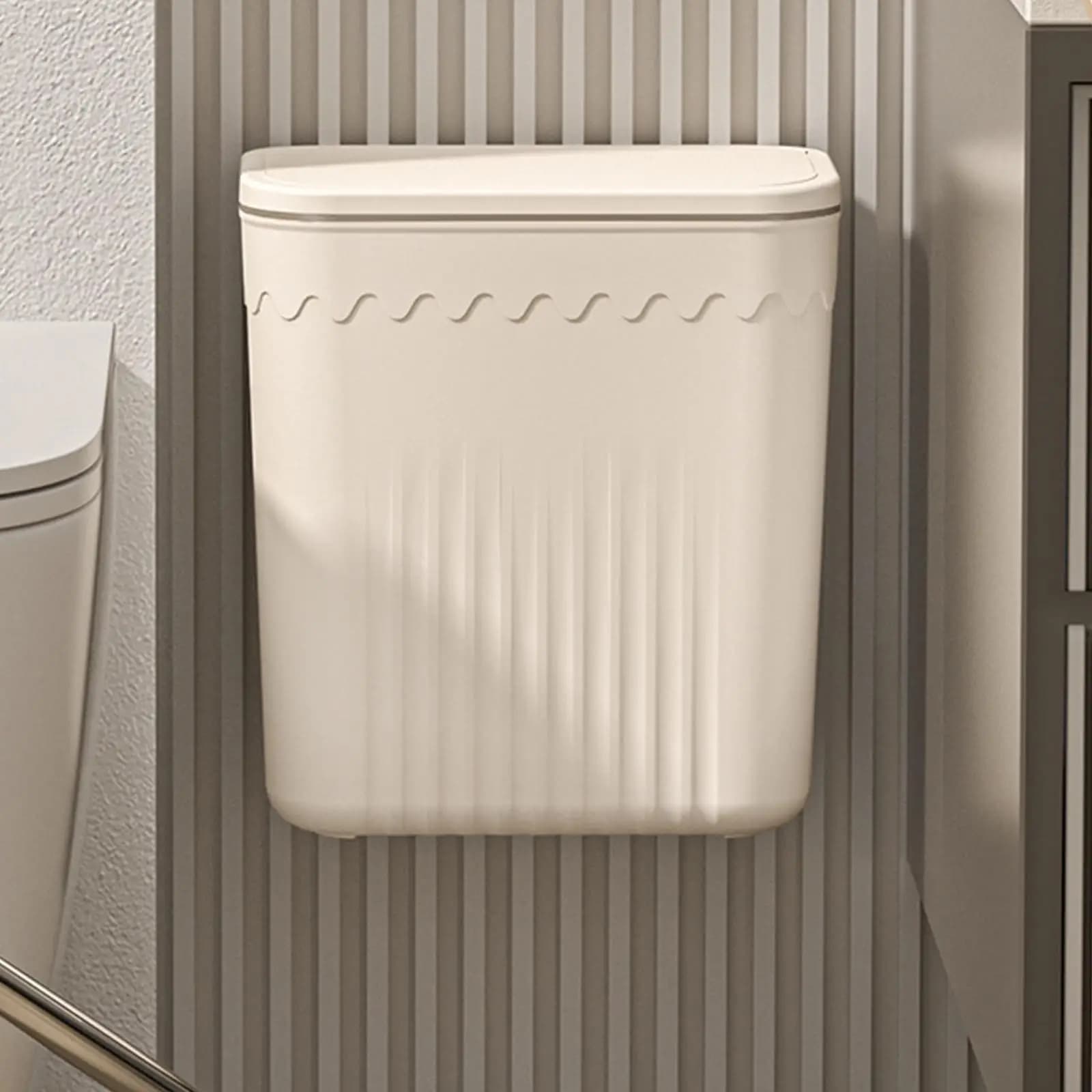 Small Plastic Garbage Can with Lid for Kitchen Counter Compost Waste Basket Wall Hanging Bin for Cupboard Bathroom Car