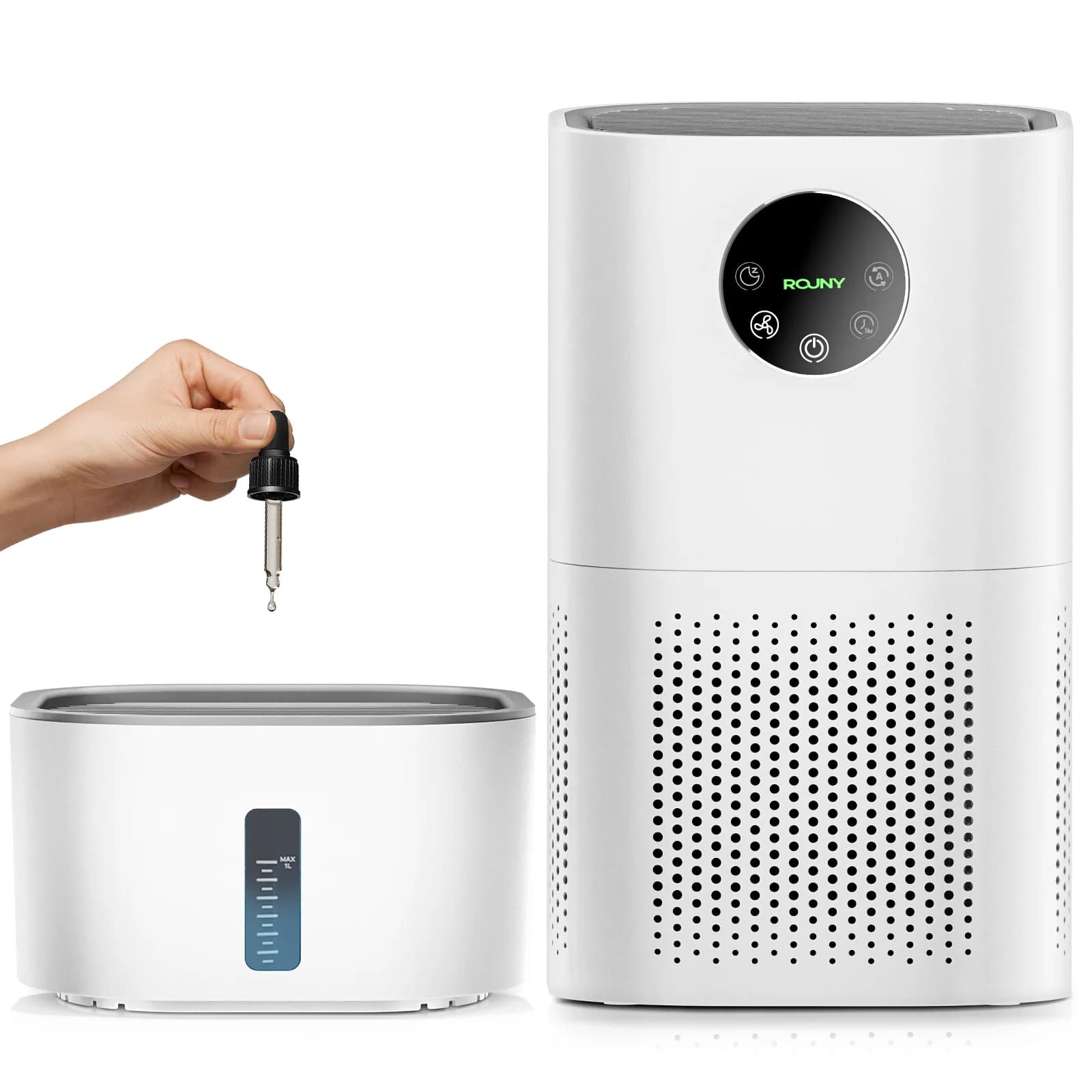 Purificatore d'aria umidificatore evaporativo senza nebbia con filtro al carbone HEPA, rondella d'aria silenziosa 2 in 1 per cameretta dei bambini e animali domestici