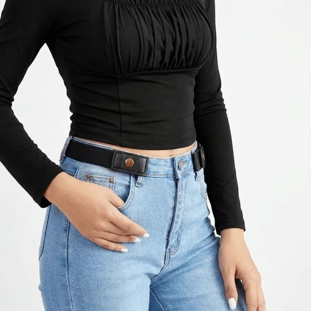 2PCS Gift Elastic Stretch Jean Waist Tightener No-Sew Adjustable Buckleless Belt Invisible Punch-Free Waist Belt Denim Pants