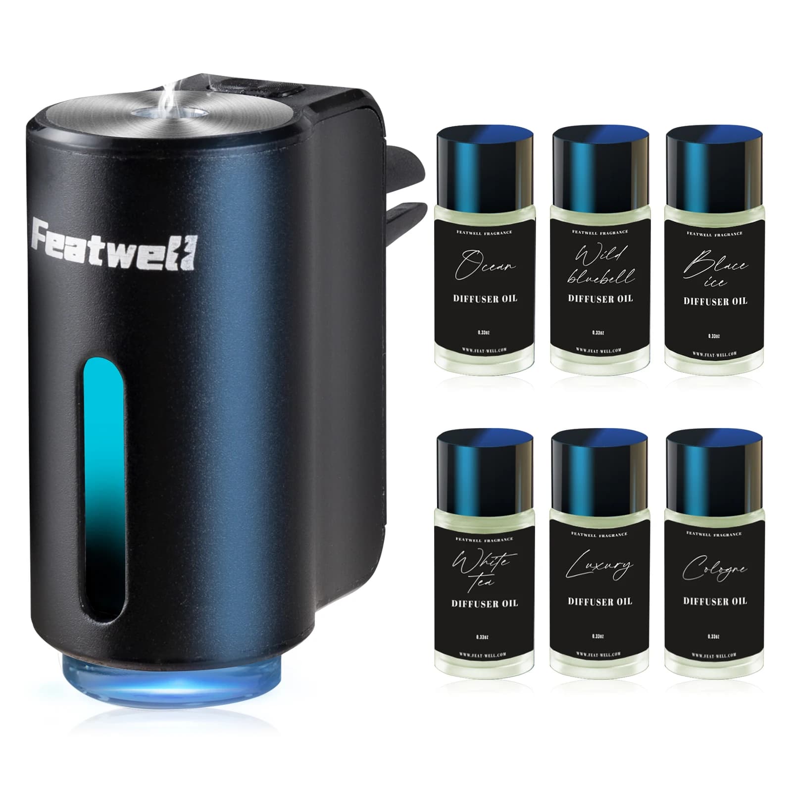Aromatherapy diffuser for smart car, perfumed car deodorants with six essential oils adjustable humidifiers for V