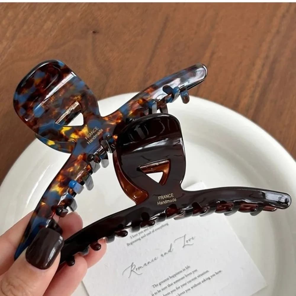 High-End Acetic Acid Hair Claws Elegant Vintage French Big Barrettes Leopard Coffee Acetate Large Shark Clip Headwear